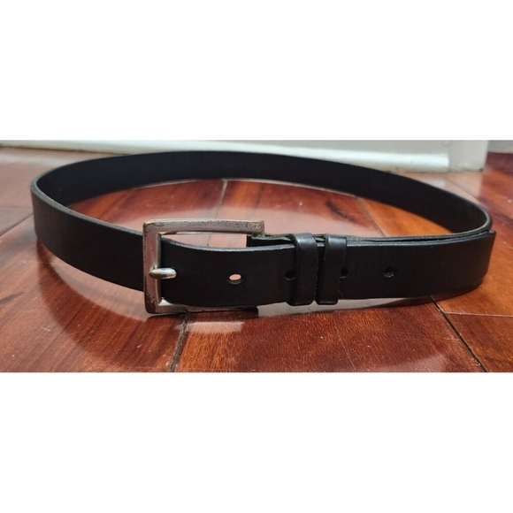 Polo Ralph Lauren Italian Leather Belt Black Silver Buckle Men’s Size 40 Classic - Picture 2 of 8